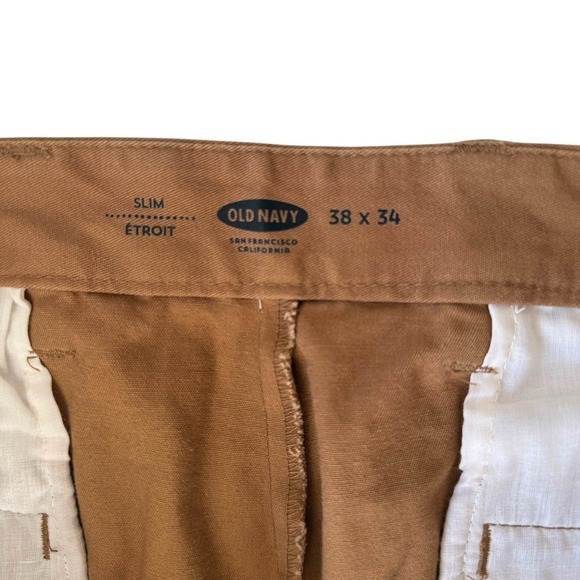 NWT Old Navy Ultimate Slim Pants Brown Cotton Chino Minimalist Men's 38x34 - Picture 7 of 11